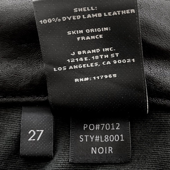 J BRAND L8001 Genuine Lamb Leather Skinny Jeans with Ankle Zippers - Picture 8 of 16